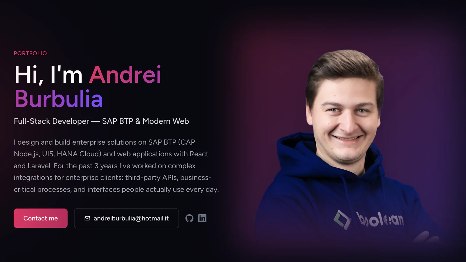 andreiburbulia.com — portfolio bilingue con CMS su misura
